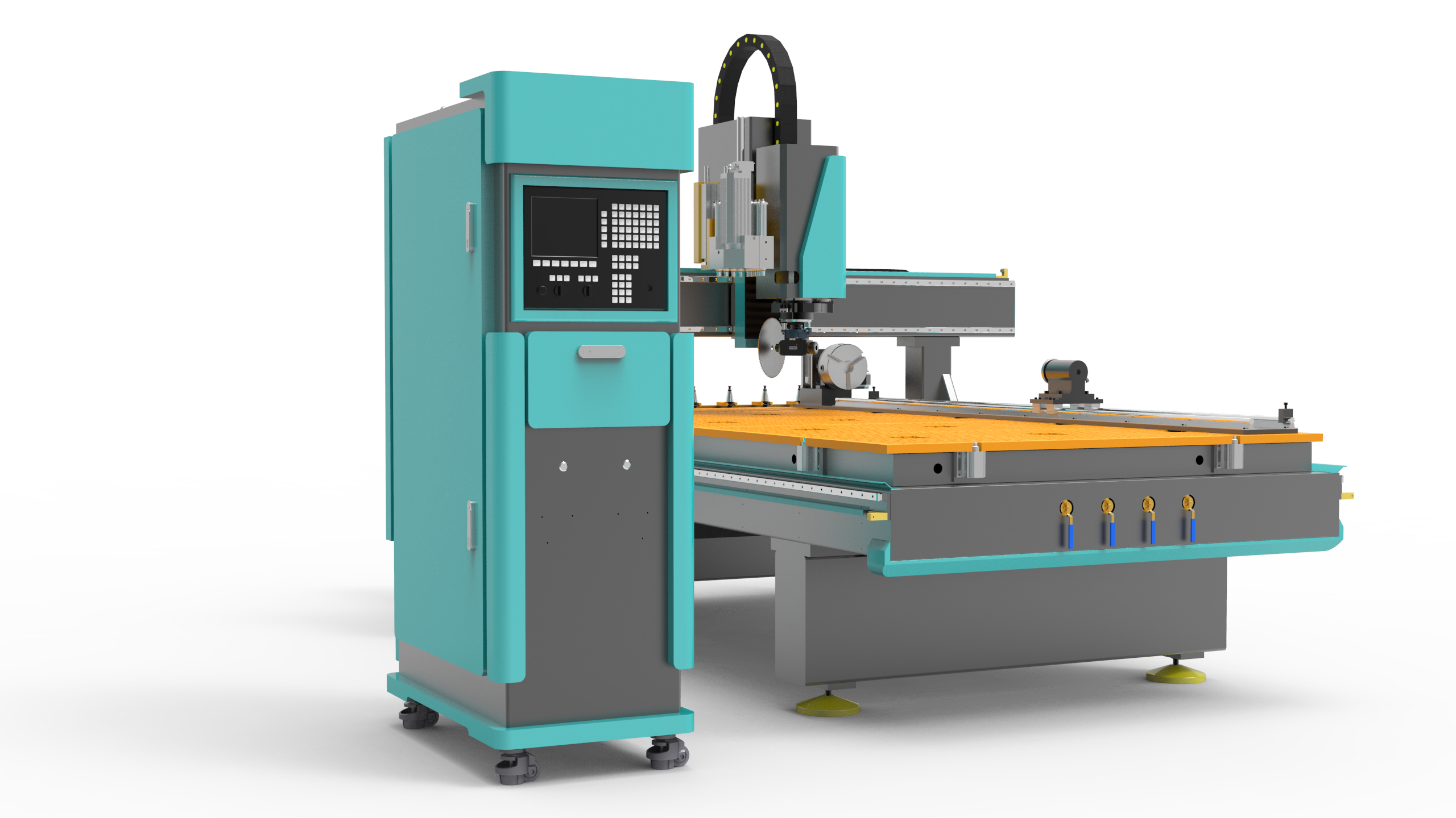 ماكينة CNC ذات 4 محاور ATC مع رأس الحفر